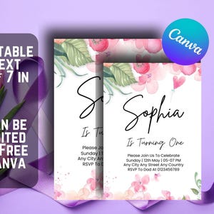 Flower Birthday Invitation Wildflower Birthday invite Floral Woman's Birthday Mother's day Invite CANVA EDITABLE Instant download