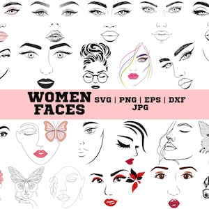Red Lips Afro Woman Face SVG Bundle: Makeup Cut Files (Digital Download)