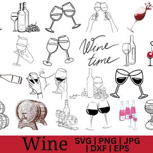 Wine Svg Bundle, Wine Svg, Alcohol Svg Bundle, Wine Glass Svg, Funny Wine Sayings Svg, Wine Quote Svg, Wine Cut Files, Files For Cricut, Dxf