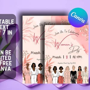Editable Women's day inviteCustom Women’s Day Invite 5 x 7 Inch| Editable PDF & Canva Template | Personalized Digital File