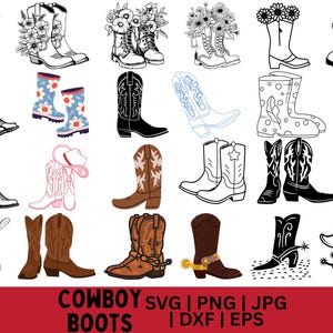 Cowboy-Stiefel svg, Cowboy-Stiefel svg, Cowgirl-Stiefel svg, Dxf, png, jpg, Western Boots svg, Redeo svg, Ranch svg, Instant Download
