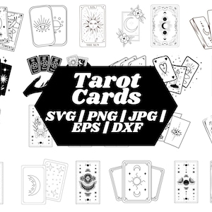 Juego de 150 cartas de tarot místico / Cartas góticas SVG PNG / Arte de Medusa, bruja y duende / Descarga digital para proyectos ocultistas de Halloween