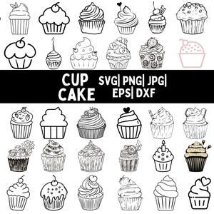 Cake SVG Bundle, Cupcake Svg, Birthday Cake Svg, Cake PNG Bundle, Cake Clipart, Cake SVG Cut Files for Cricut, Bakery Svg, Muffin Svg