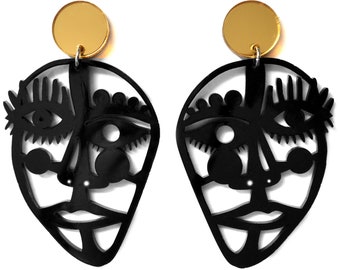 Acrylic Face Earring, Picasso Statement Earring, Abstract Face Earring, Modern Earring, Eye Earring, Picasso Face Jewelry, Acrylic Jewelry