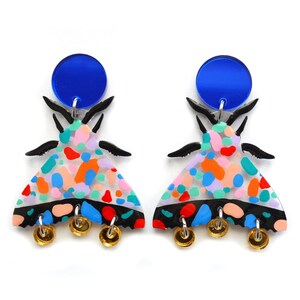 Terrazzo Geometric Moth Earrings, Resin Butterfly Earrings, Colorful Insect Earring, Laser Cut Acrylic Earring, Bug Earrings image 5