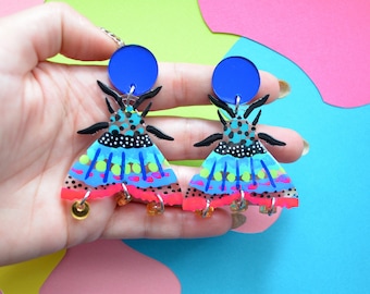 Geometric Moth Earrings, Resin Butterfly Earrings, Colorful Insect Earring, Laser Cut Acrylic Bug Earrings