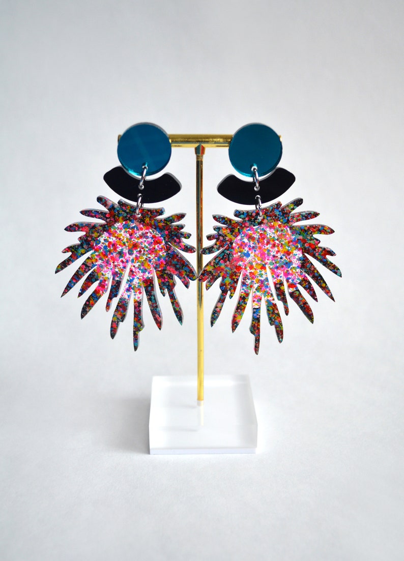 Statement Earrings Pom Pom Earring Confetti Party Earring Etsy