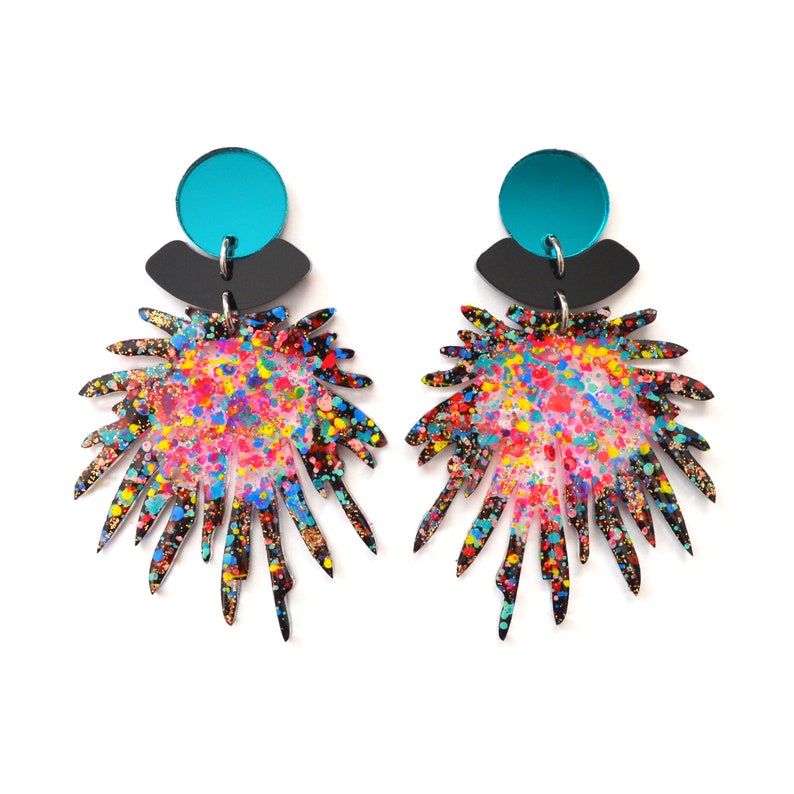 Statement Earrings Pom Pom Earring Confetti Party Earring Etsy