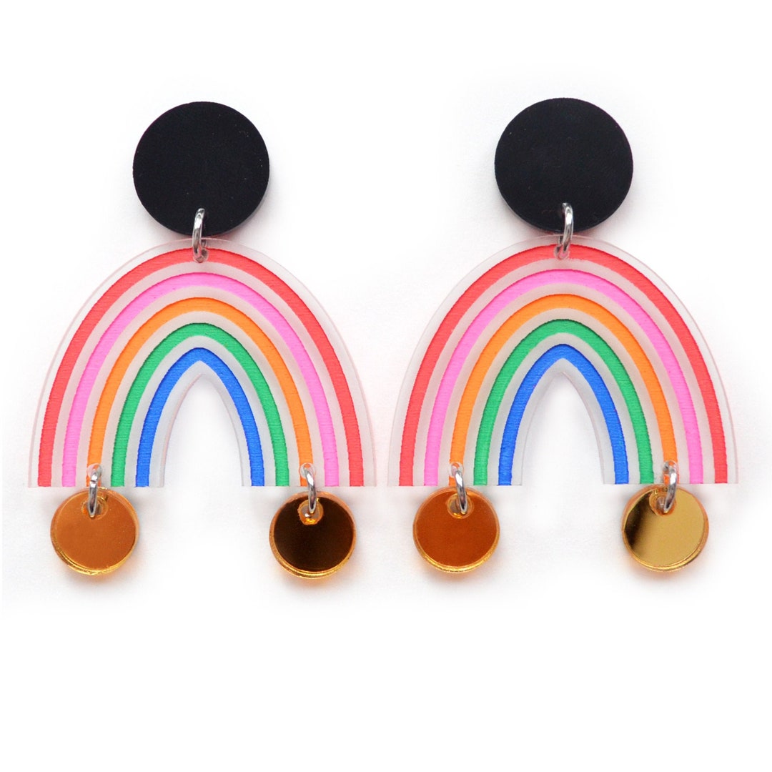 Rainbow Earrings Laser Cut Earrings Acrylic Rainbow Earrings Colorful Earring Bright Color Earring Etsy UK