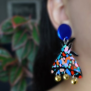 Terrazzo Geometric Moth Earrings, Resin Butterfly Earrings, Colorful Insect Earring, Laser Cut Acrylic Earring, Bug Earrings image 8