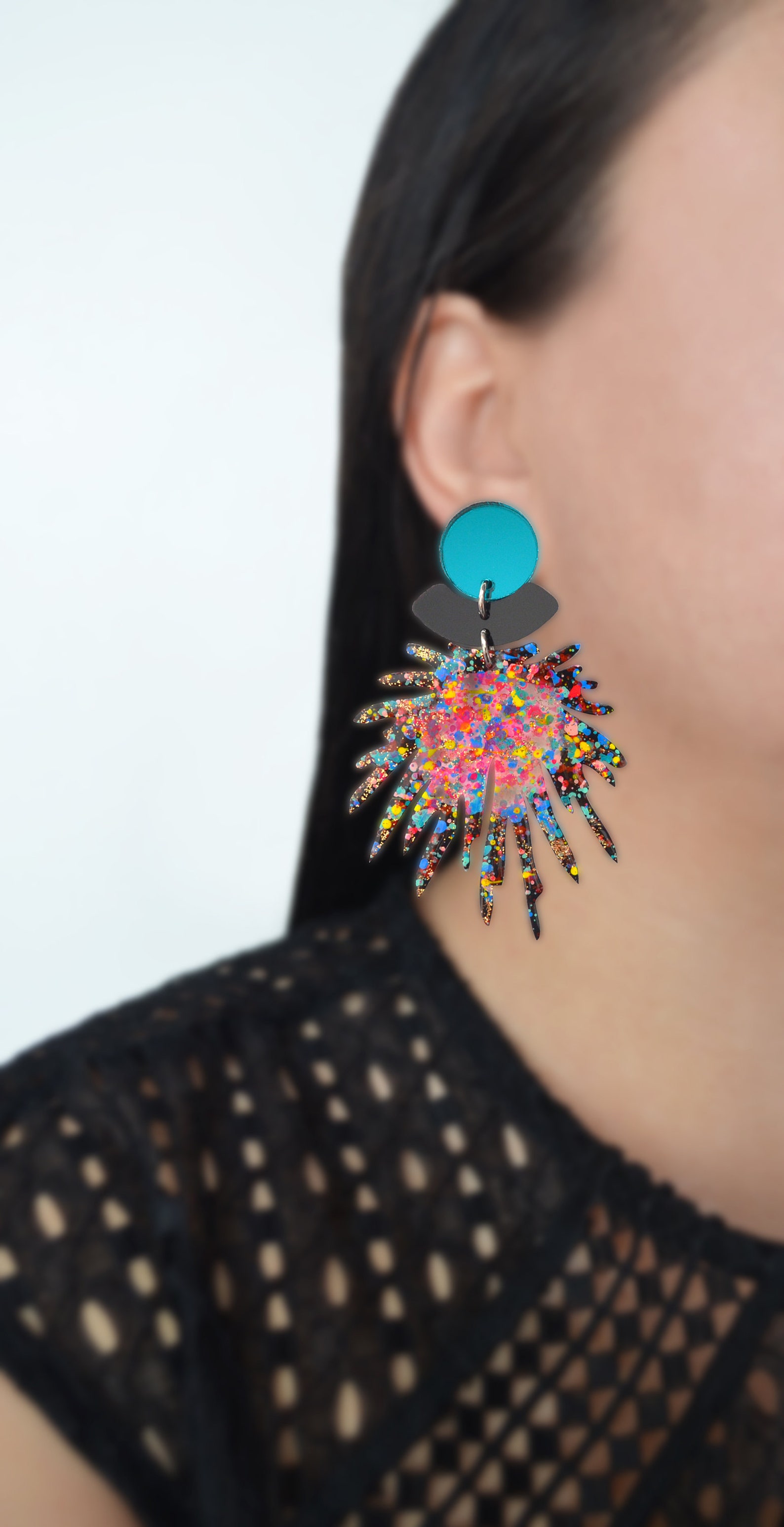 Statement Earrings Pom Pom Earring Confetti Party Earring Etsy