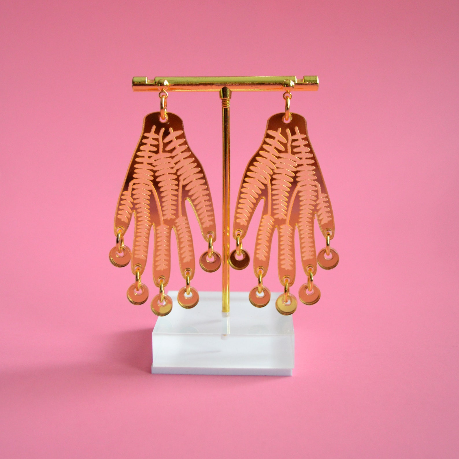 Gold Hands Earrings Flower Vine Earrings Abstract Earrings Etsy