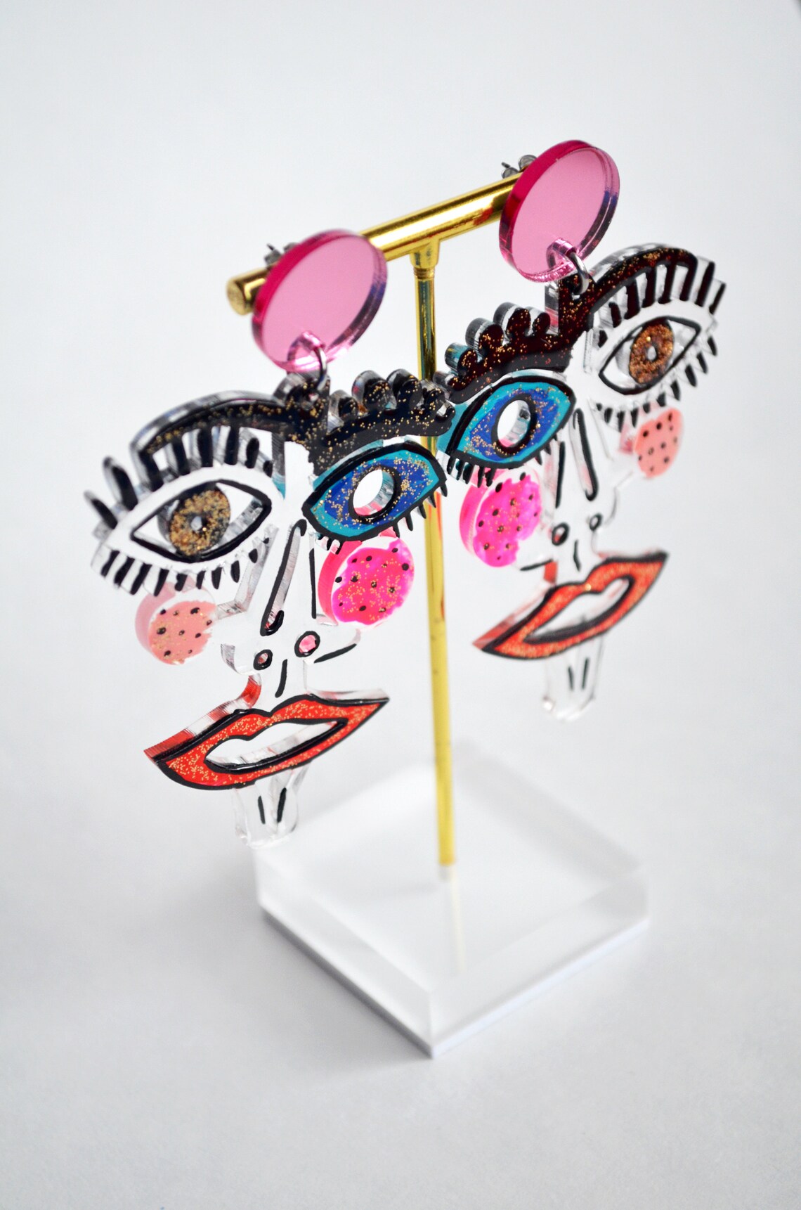 Abstract Face Earrings Statement Earring Resin Earrings Etsy