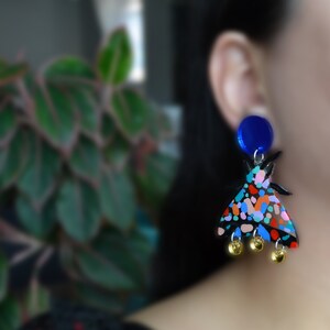 Terrazzo Geometric Moth Earrings, Resin Butterfly Earrings, Colorful Insect Earring, Laser Cut Acrylic Earring, Bug Earrings image 7