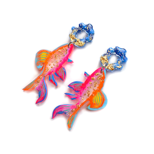 Colorful Neon Glitter Fish Earrings, Koi Earrings, Sea Creature Earrings, Marine Earrings, Sea Life Earrings image 3
