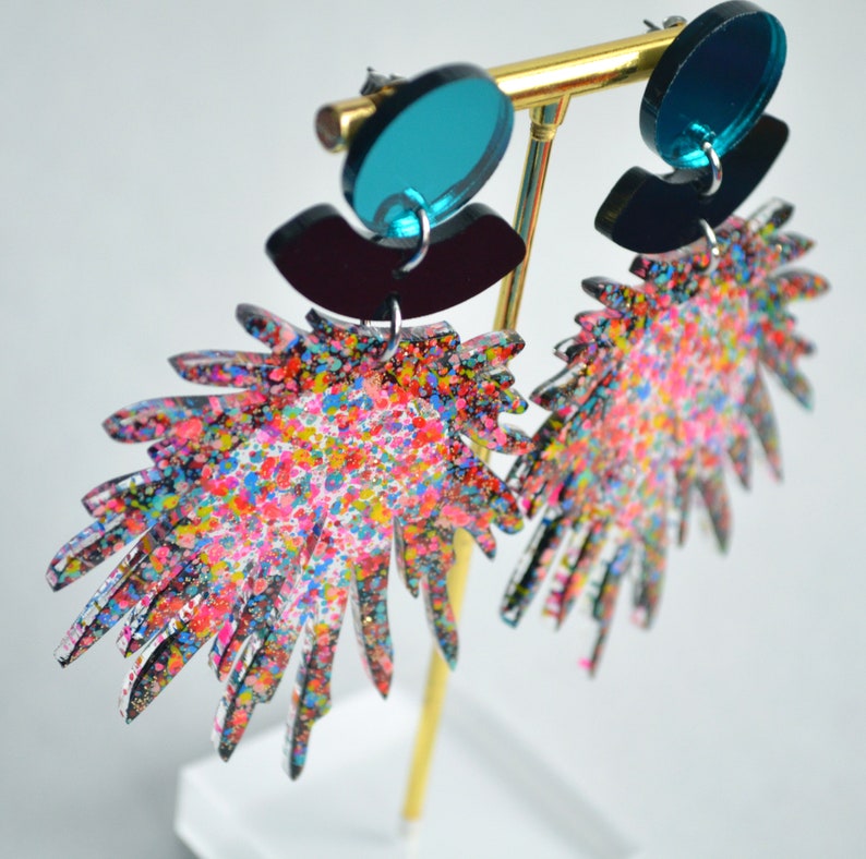 Statement Earrings Pom Pom Earring Confetti Party Earring Etsy