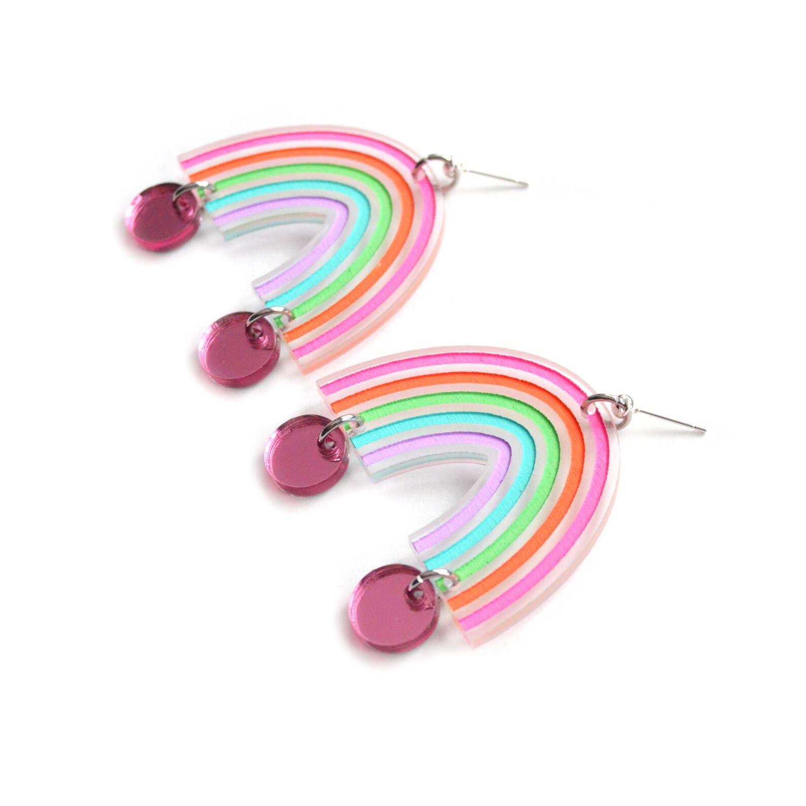 Pastel Rainbow Earrings Laser Cut Earrings Acrylic Rainbow Etsy