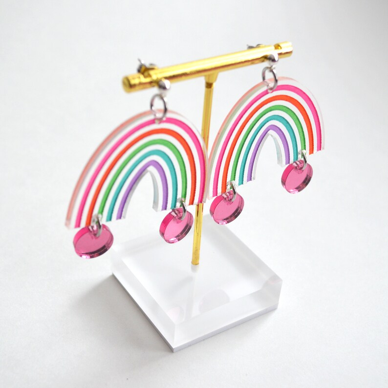 Pastel Rainbow Earrings Laser Cut Earrings Acrylic Rainbow Etsy