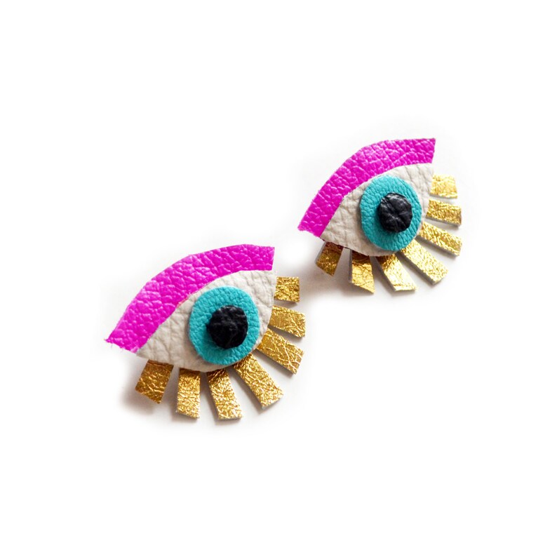 Eye Earring Eye Ear Jacket Gold Earring Eye Stud Earring Etsy