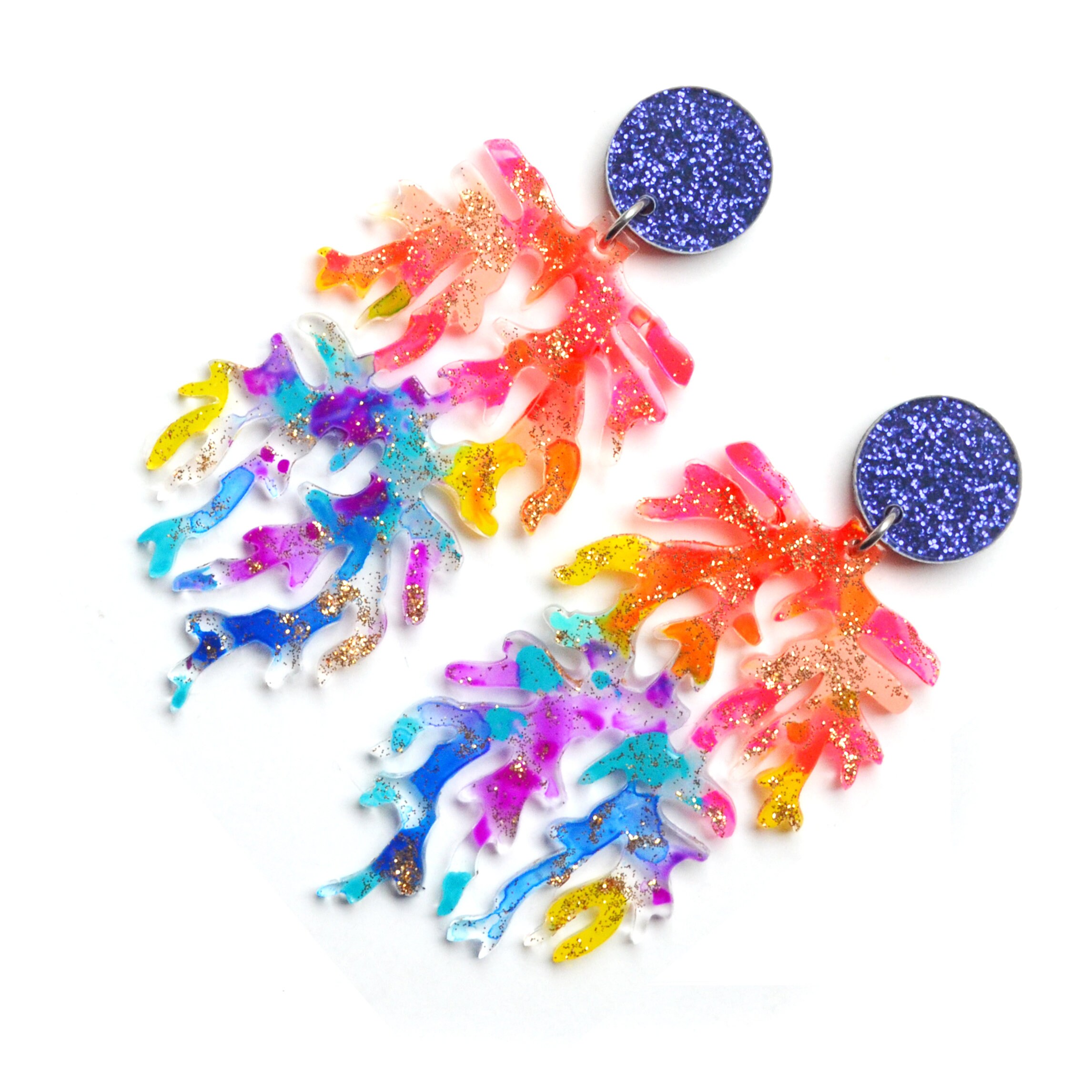 Coral Earring Laser Cut Earring Bright Acrylic Earring Resin Etsy