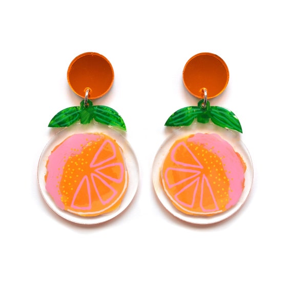 naranjas pendientes de frutas coloridas - Etsy España