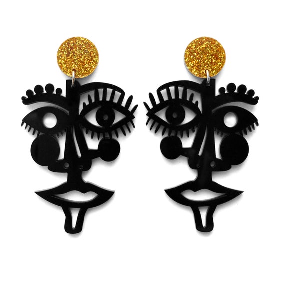 Laser Cut Earring Statement Earring Abstract Earring Abstract Face Earring Acrylic Earring Eye Earring Picasso Face Jewelry Acrylic Jewelry