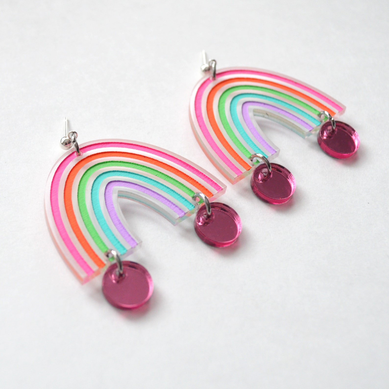 Pastel Rainbow Earrings Laser Cut Earrings Acrylic Rainbow Etsy