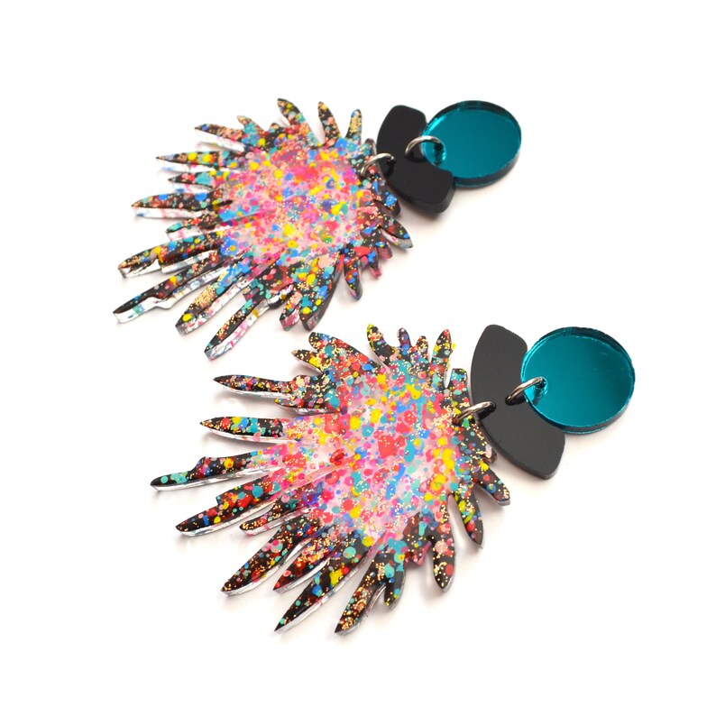 Statement Earrings Pom Pom Earring Confetti Party Earring Etsy