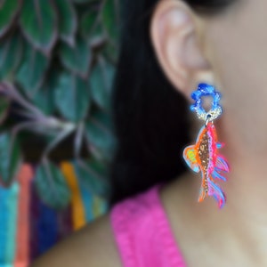 Colorful Neon Glitter Fish Earrings, Koi Earrings, Sea Creature Earrings, Marine Earrings, Sea Life Earrings image 4