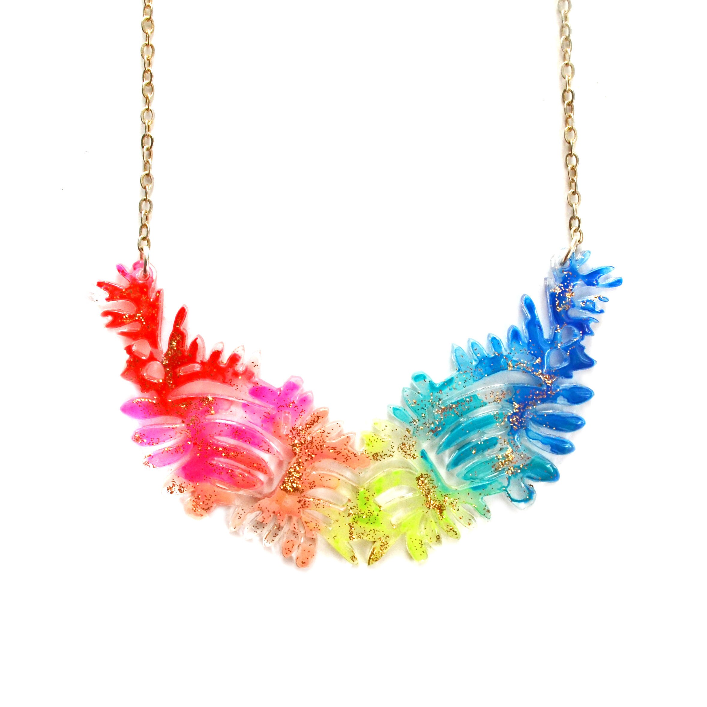 Fuck you acrylic necklace lightweight nebula glitter back