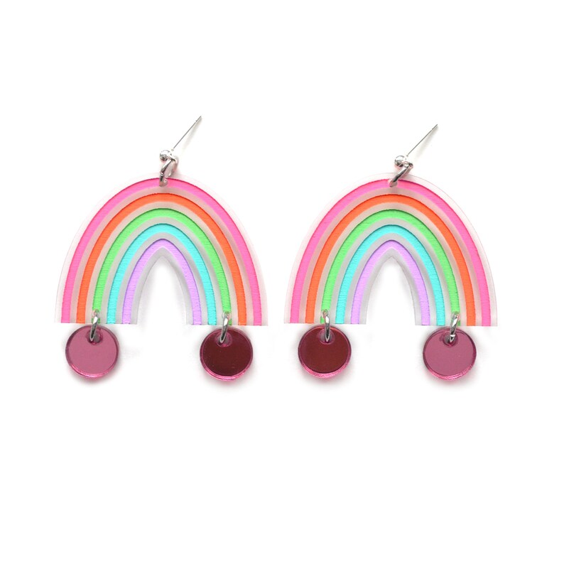 Pastel Rainbow Earrings Laser Cut Earrings Acrylic Rainbow Etsy