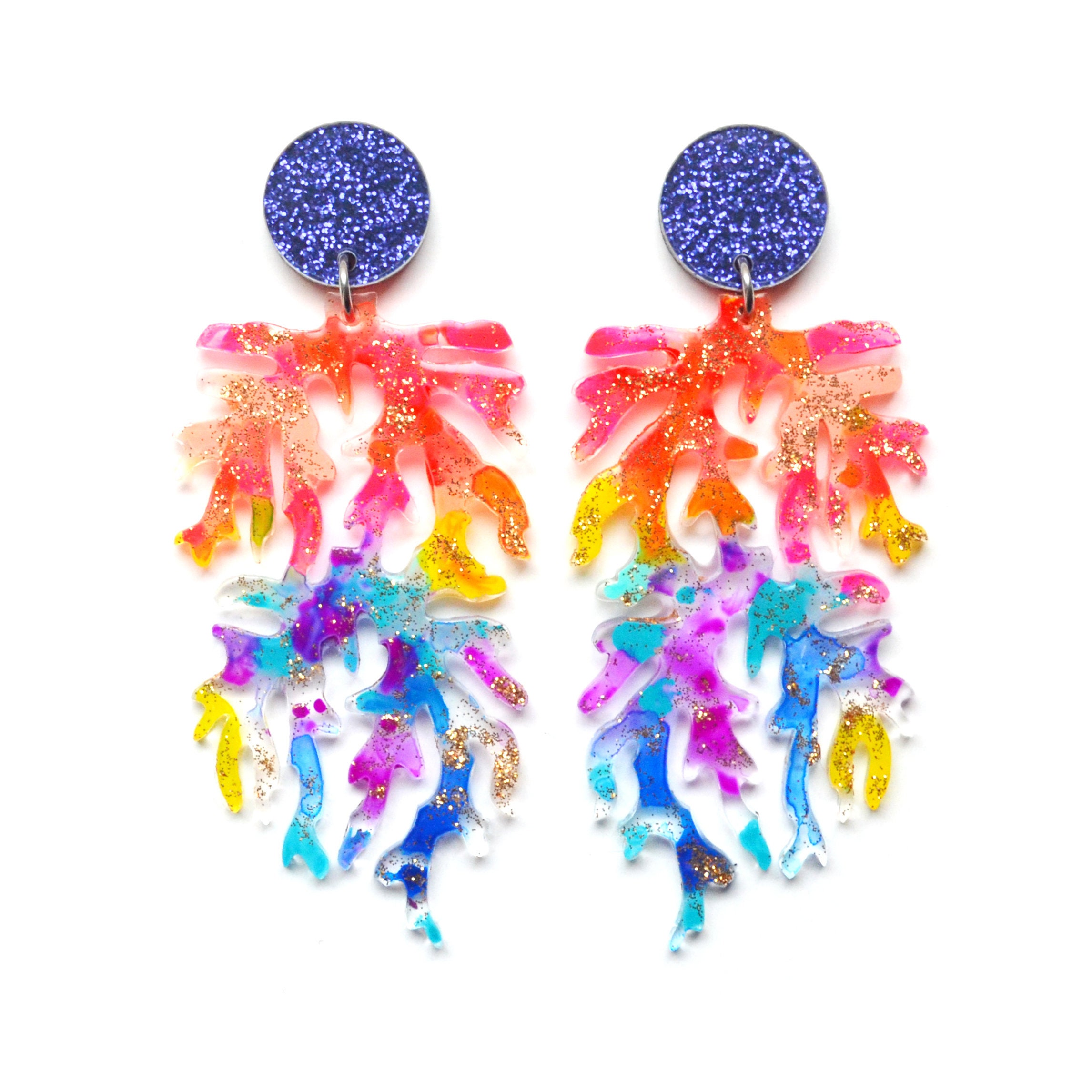Coral Earring Laser Cut Earring Bright Acrylic Earring Resin Etsy
