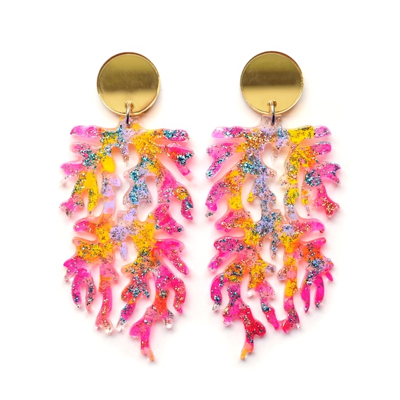 Neon coral best sale earrings