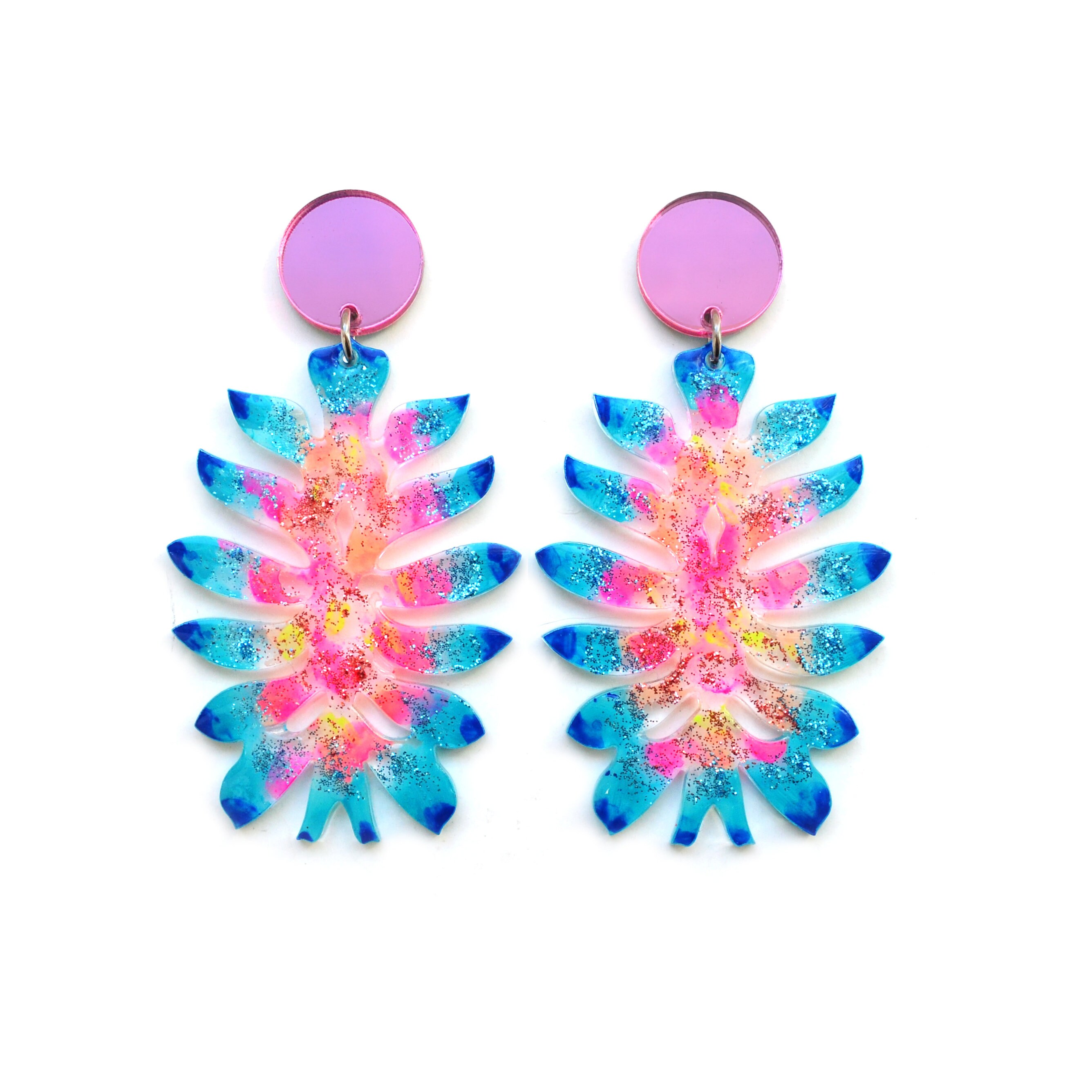 Flower Earrings Colorful Earring Acrylic Earrings Statement Etsy