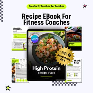 High Protein Recipe Pack: Fitness Coach Lead Magnet (Canva Downloadable, Editable Templates)