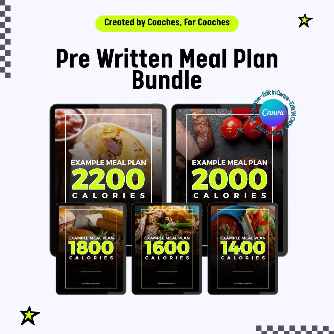 Meal Plan Bundle for Fitness Coaches | Editable Canva Nutrition Plans ...