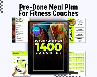 1400 Calorie Meal Plan Canva Template: Nutrition Guide for Fitness Coaches (Instant Download)
