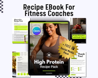 Eiwitrijk receptenpakket: klanthulpmiddel fitnesscoach (canva-sjabloon downloaden)