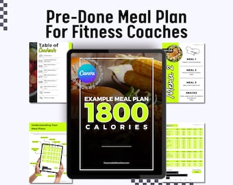 1800 Calorie Meal Plan Template: Nutrition Coaching Resource (Canva Editable, Digital Download