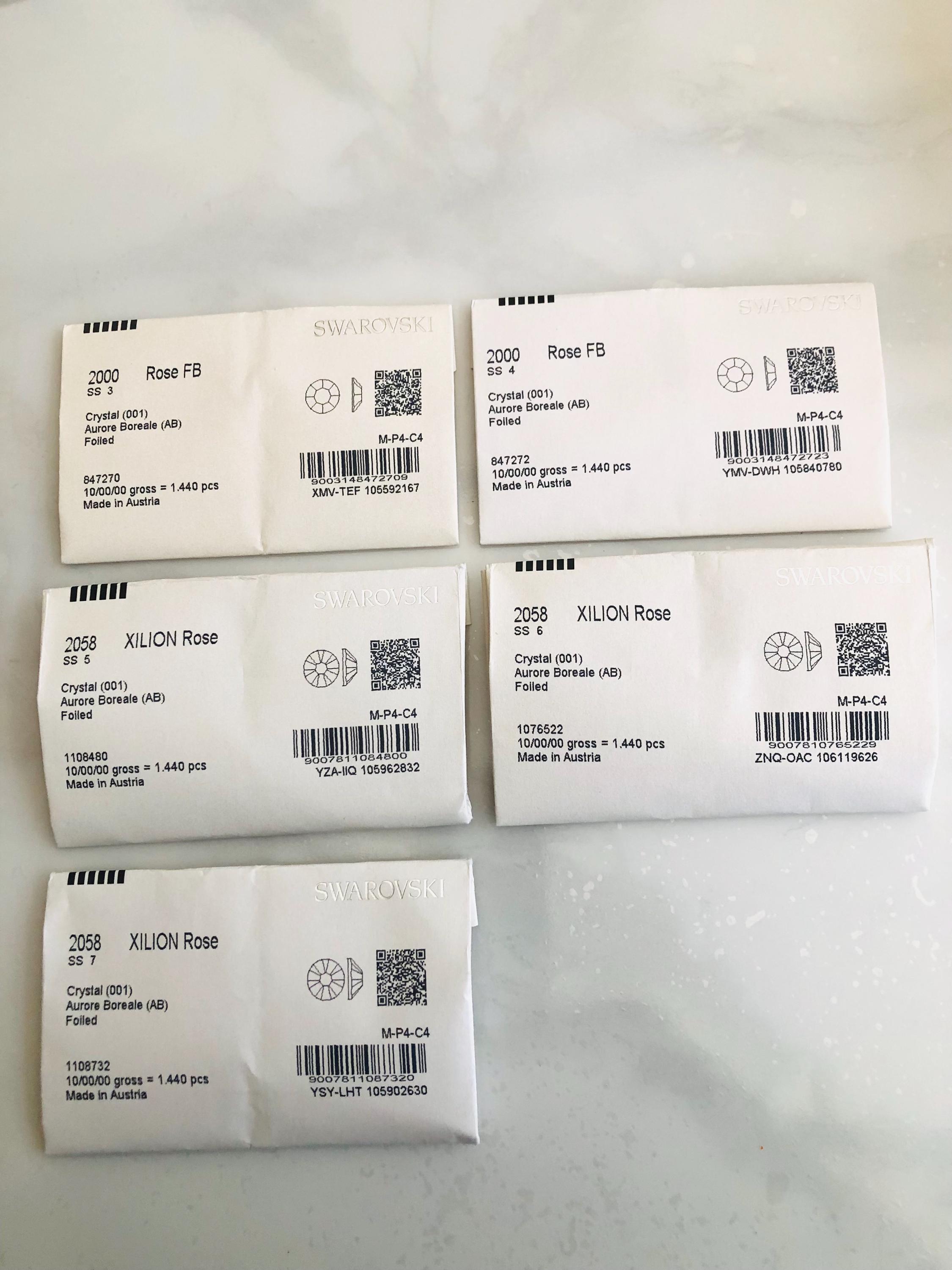 100 piezas de gemas de cristal Swarovski AB mixtas ss3, ss4, ss5, ss6, ss7, diamantes de imitación planos metalizados 2058 2000 para manualidades