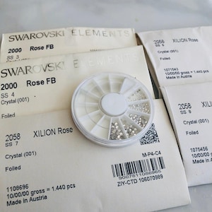 100pcs Mix Wheel Swarovski® Crystal Tooth Gems ss3,ss4, ss6,ss7,ss8 Foiled Flatback Rhinestones 2058 2000  Craft