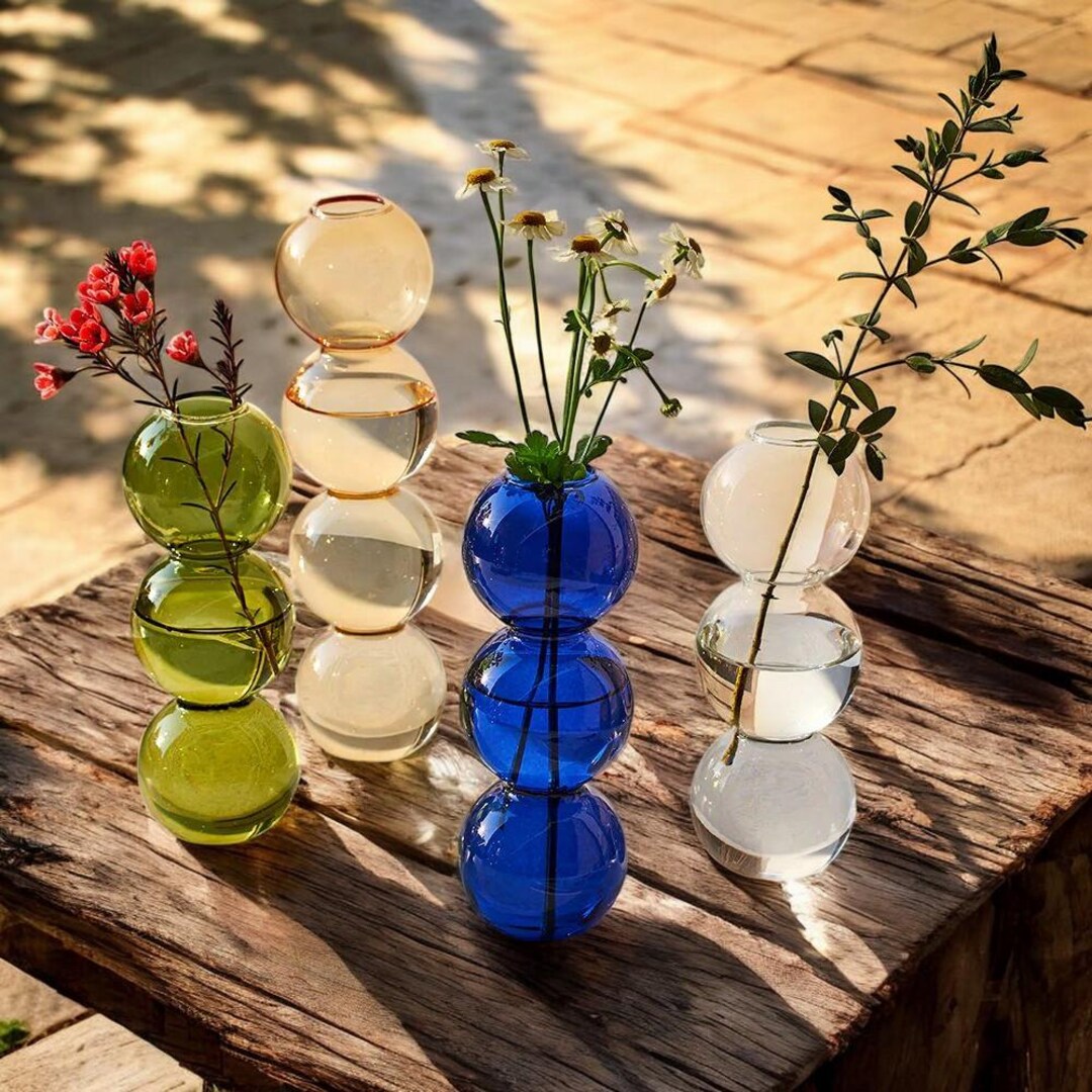 Elegant Glass Flower Vase Living Room Decor, Transparent Hydroponics ...
