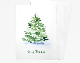 Watercolor Christmas Tree - Set of 10 Christmas Cards