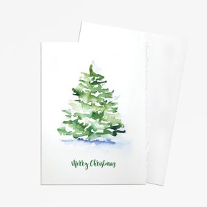 Watercolor Christmas Tree - Set of 10 Christmas Cards