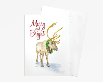 Reindeer Christmas Cards Set Of 10 Watercolor Christmas Card Reindeer Christmas Cards Set Of 10 Watercolor Christmas Card