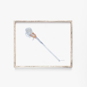 Lacrosse Stick Watercolor Painting - Giclee Print - Sports Boys Room Nursery Art UNFRAMED