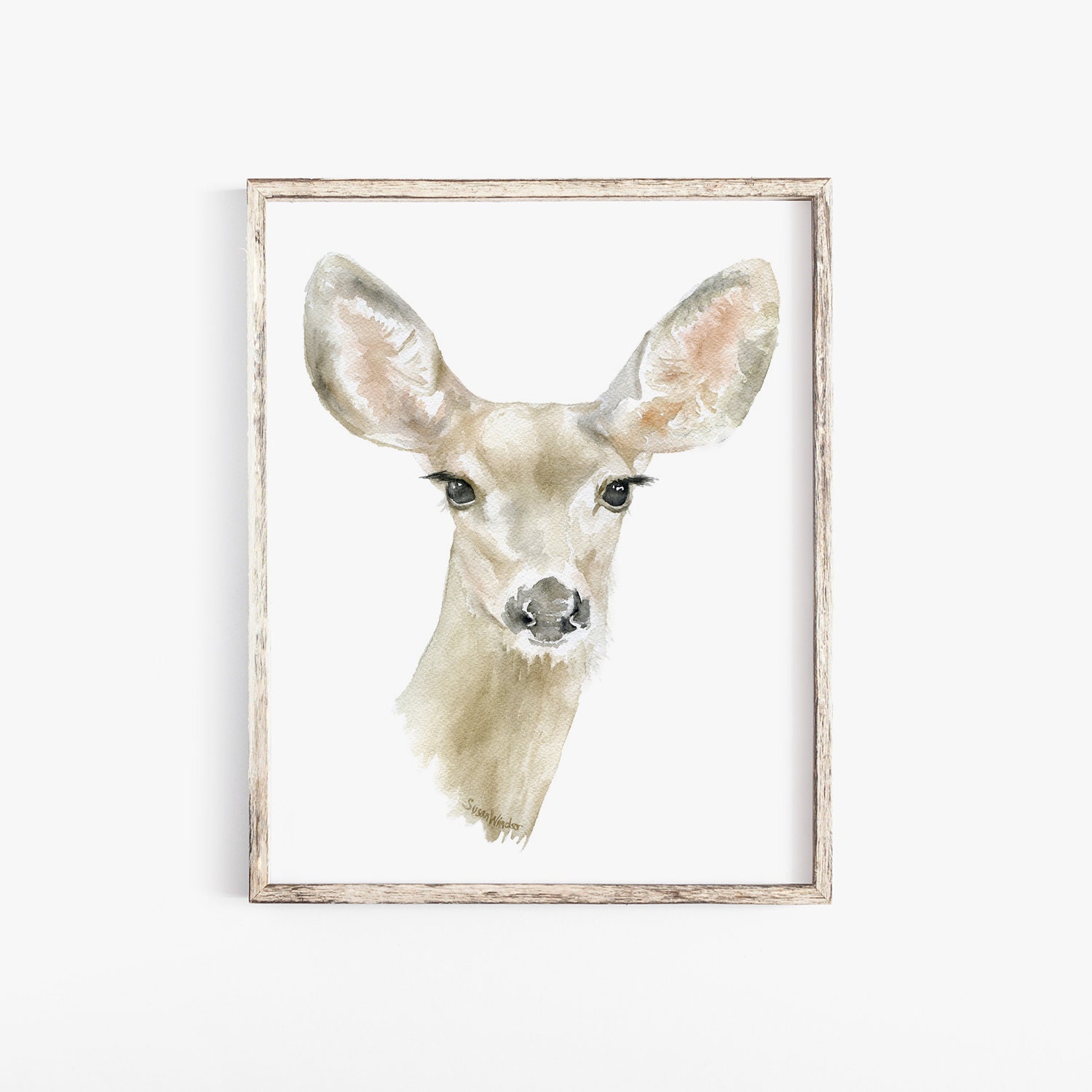 Doe Deer Watercolor Painting Giclee Print Reproduction Woodland Art Nursery Decor Unframed