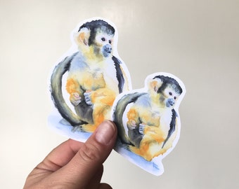 Squirrel Monkey Watercolor Vinyl Sticker - For Water Bottles and Laptops