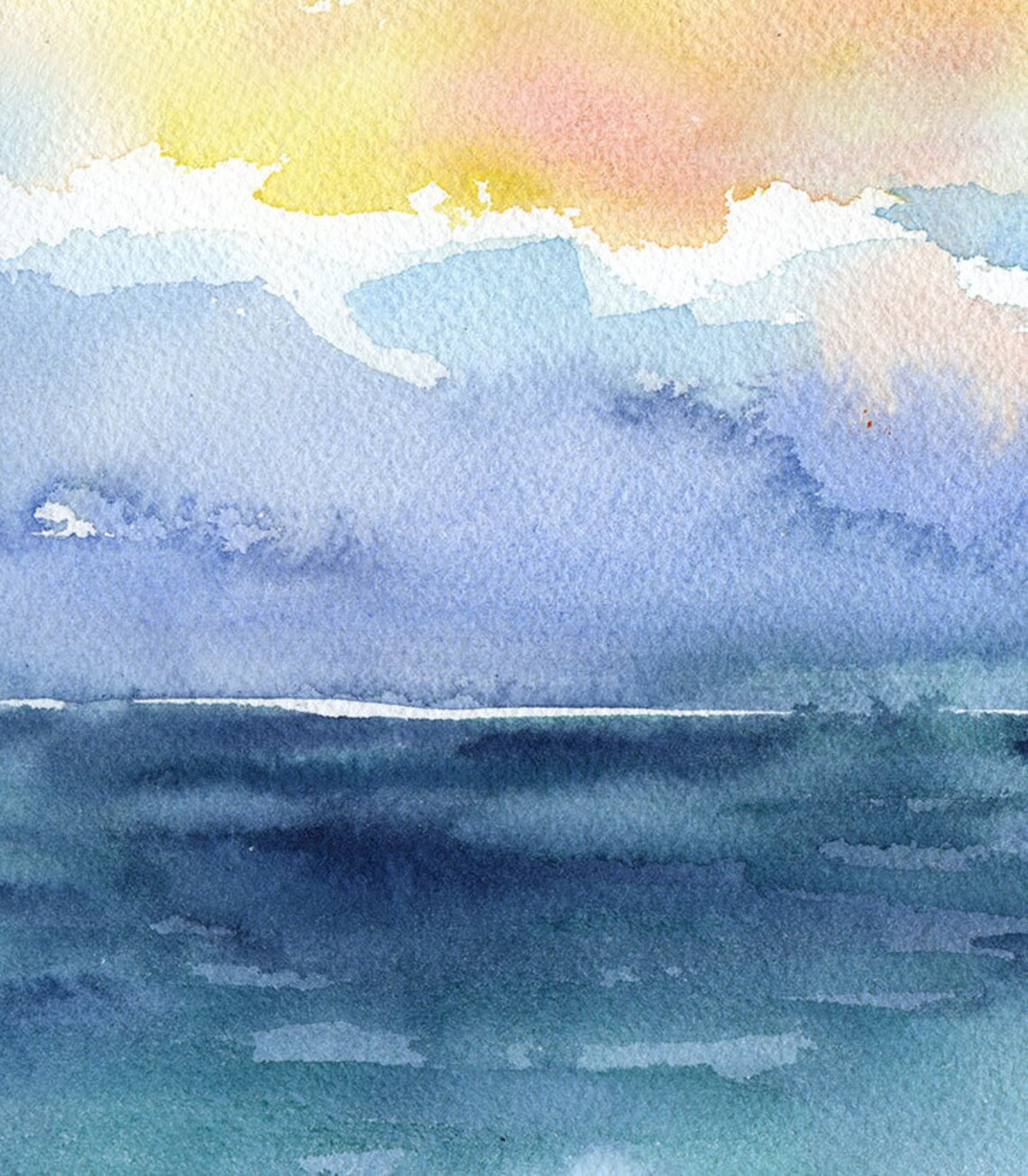Seascape Watercolor Painting Giclee Print Abstract Ocean Etsy Uk