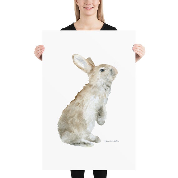 Bunny Rabbit Watercolor Large Art Print Poster Unframed - Etsy